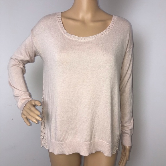American Eagle Pink Lace Back Oversized Sweater - Size Small Petite - Picture 2 of 10